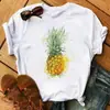 Camiseta Divertida de Frutas para Mujer Moda Kawaii Estampado de Plátano Camiseta Blanca Harajuku Camiseta de Manga Corta Tops Camisetas