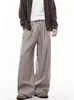 Pantalones Casuales Relajados de Rayas de Pierna Ancha para Hombre de Otoño, Rectos Sueltos Estilo Old Money Americano Vintage Yamamoto Pantalones Casuales