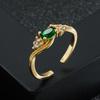 Nicho europeu e americano de alta classe 18K Anel de ouro Cobre Micro-incrustado Zircon Geométrico Anel de cauda aberta Anel personalizado da moda feminina