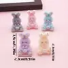 Pingente Coelho Branco Flocado Desenho Animado Forma de Coração Coelho de Pelúcia Chaveiro DIY Bolsa Pulseira Acessório