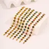 Pulseira de Contas de Zircônia Colorida de Alta Qualidade para Mulheres Marca Tendência Transfronteiriça de Moda Pulseira de Aço Titânio Versátil Pulseira de Trevo de Quatro Folhas