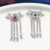 Plata de Ley S925 Tetera Hoja de Bambú Borla Colgante Clip Hebilla Accesorios Retro Viejo DIY Material para Cuentas Hecho a Mano