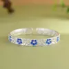 Ciervo Dorado Rey Plata Pura 999 Plata Lisa Gota de Aceite Flor de Coche Flor de Cerezo León Despertar Bendición Personaje Calabaza Lingote Palabras Auspiciosas Pulsera Abierta para Mujeres