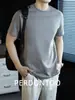 Camiseta Básica de Manga Curta 320g Algodão Puro Pesado Masculina Algodão Penteado de Alta Qualidade Respirável Solta Gola Redonda Cor Sólida Top