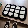 Alfombra Minimalista de Cachemira Negra y Blanca para Mesita de Noche de Dormitorio, Felpudo de Terciopelo Absorbente Antideslizante para Baño, Alfombra para Entrada