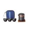 Mineral Crudo Color Arena Púrpura Cambiante Set de Té de Viaje Portátil Rápido Una Tetera Seis Tazas Separación de Agua y Té Juego Completo de Tazas para Exteriores
