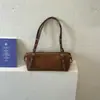 Estilo Coreano Versátil Bolso para el Trabajo Bolso Baguette Correa Larga de Moda Retro Gamuza Bolso de Hombro Único Simple Elegante Bolso Almohada