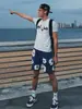 Pantalones Cortos Casuales de Algodón con Estampado de Espuma Estilo Americano de Marca de Moda para Hombre, Pantalones Cortos Deportivos de Baloncesto de Verano, Pantalones Exteriores de Tres Cuartos