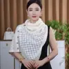 Estilo Coreano Outono e Inverno Nova Moda Versátil Botão Lã Mesclada Tricô Xale Multifuncional Roupa Exterior Lenço Elegante para Mulheres