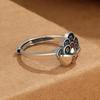 Anillo de cornucopia de esmalte azul quemado vintage, estilo nacional, elegante, palabra financiera, personalidad de moda, anillo abierto de plata tailandesa desgastada.