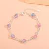 Venta al por mayor de fábrica pulsera de cristal de fresa de plata 925 para mujer estudiante moda cristal rosa doble capa joyería joyería de comercio exterior