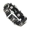 Pulseira de Couro com Caveira Estilo Punk Europeu e Americano para Homens Pulseira Conectada com Fivela de Metal Vintage Desgastada Acessórios da Moda para Pessoas Transfronteiriças