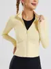 Abrigo de yoga nuevo de otoño e invierno transfronterizo para mujer, ropa de entrenamiento deportivo al aire libre, fitness, chaqueta con cremallera de manga larga