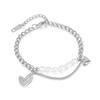 OPK Personalidad Europea y Americana Moda Commuter Versátil Zirconia Corazón de Melocotón Acero Titanio Pulsera Diseño Nicho Pulsera de Perlas de Agua Dulce