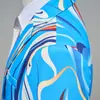 20 Años 7 Trajes Florales Xz103A08 Azul Cielo Mezcla de Algodón Spandex Cuello de Solapa Plana