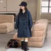 Nueva colección de otoño: Chal a rayas estilo coreano, gabardina larga de un solo botón para niñas, perfecto para usar al aire libre en primavera y otoño.