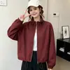 Chaqueta Corta Nueva de Otoño 2026 con Cuello Alto y Cordón para Mujer, Estilo Coreano, Corte Holgado, Versátil, Adelgazante, Cremallera, Chaqueta Petite
