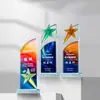 Trofeo de cristal colorido, artículo conmemorativo, grabado impresionante, medalla de premio para empleados destacados, trofeo creativo y de alta gama, impresión a color