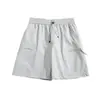 Pantalones cortos de trabajo casuales funcionales urbanos grises, secado rápido, ligeros para hombre, shorts deportivos con cordón hasta la rodilla, pantalones holgados de verano