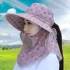Nuevo Sombrero de Pescador de Ala Ancha Anti-UV de Verano para Mujer con Chal, Lujo Ligero, Versátil, Hace que la Cara Parezca Más Pequeña, Se Puede Atar en una Cola de Caballo