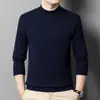 Suéter grueso de color liso para invierno para hombres Puyuan, para hombres de mediana edad y jóvenes, suéter engrosado 100% lana pura con cuello medio alto, ropa para hombre