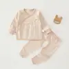 Roupas para Bebê Recém-Nascido Cor Algodão Primavera Outono Meninos Meninas Recém-Nascidos Separados Abertura entre as Pernas Roupa Íntima Conjunto Pijama Outono Inverno