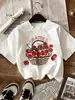 Camiseta Casual Suave para Mujer con Divertido Estampado de Tomate, Cómoda Camiseta de Manga Corta de Verano, Diseño Gráfico Blanco
