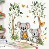 Hs4502Q Pegatina de Pared Koala Compañero Sanador de Eucalipto Acuarela Koala Lindo Sosteniendo Tarro de Miel Mariposa Pegatina Decorativa