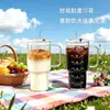 Taza Rompehielos de Vidrio de Borosilicato Alto con Asa Taza con Popote Gran Capacidad Alto Valor para Chicas con Tapa Taza de Café para Oficina
