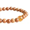 Pulseira de madeira de pessegueiro antiga estilo Montanha Putuo para homens e mulheres, cinco elementos (metal, madeira, água, fogo, terra) pulseira de contas de oração budista de sândalo da sorte