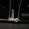 Brincos de Pedra Meteoro do Rio Sena Xinghe Brilhante Banhado a Ouro 18K Linha Geométrica Conjunto de Colar com Zircônia