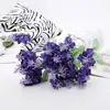 Flor Artificial Tela de Seda Provenza morado 5 horquillas 10 cabezas Jacinto flor de jardinería arreglo floral decoración maceta pequeña lavanda