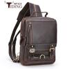 Mochila de cuero genuino para hombre, estilo retro, de caballo loco, multifuncional, para exteriores, bandolera de hombro, personalizada, fabricante