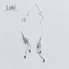 S925 Linha Tremella Sino de Vento Estilo Coreano Linha de Orelha Moda Japonesa e Coreana Sino Vazado Linha de Orelha Longa Franja Brinco E5237