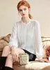 Camisa Branca Patchwork de Renda Francesa Original Nanyou para Mulheres 2026 Início do Outono Design de Pregas Sanfonadas Manga Longa