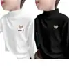 Y2578 # Roupa Íntima Térmica de Veludo Infantil Outono e Inverno Estilosa Camiseta Grossa de Manga Longa para Meninos com Gola Alta Parcial para Aquecimento.