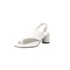 Sandalias Romanas de Piel Genuina para Mujer, Estilo Slip-On de Borrego, Versátiles y Sencillas, Modelo 2026 Verano, Tacón Medio, Punta Redonda, Punta Abierta, Color Sólido, Correa en el Tobillo