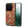 Denior É Adequado para Xiaomi 14Pro Porta-Cartão Floral de Cortiça Capa de Couro 13Ultra Carteira Suporte Capa de Celular Anti-Queda