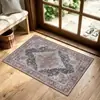 Felpudo de Entrada para Puerta Interior Estilo Étnico Bohemio Retro Resistente a Manchas Antideslizante Alfombra para Zona de Bienvenida