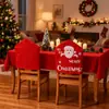 Novos Suprimentos de Decoração de Natal da Mingguan Capa de Cadeira Vermelha Clássica Capa de Encosto de Cadeira Estampada com Boneco de Neve de Natal Pronta para Venda