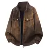 M-8XL Chaqueta Sencilla de Cuello Alto de Piel Sintética, Unisex, Corte Holgado, Abrigo de Cuero a la Moda, Casual, Dropshipping Disponible