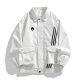 6603 Chaqueta de Cuero para Hombre Estilo Japonés Marca de Moda Chaqueta de Motociclista Cuello Alto Nueva Chaqueta de Cuero Gama Alta Americana High Street