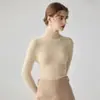 Suéter de cachemira listo para usar de alta gama para mujer con cuello alto superpuesto, suave y cálido, de cuello alto, corte ajustado, capa base de lana tejida