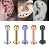Aleación de Titanio G23 Aretes de Bola con Diente Externo para Labio Piercing Corporal Joyería Clavo de Hueso de Oreja Clavo de Lengua Recta con Diente Interno