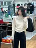 Suéter de punto para mujer con diseño de fruncido lateral y cuello alto, prenda interior para otoño e invierno, entallado a la cintura, adelgazante, top elegante 6402