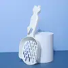 Nueva pala extendida para arena de gato con agujeros grandes y pequeños, mango largo, herramienta de limpieza anti-suciedad para caja de arena de gato y inodoro