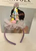 Diadema sombrero de malla para cumpleaños de pequeña princesa, fiesta infantil, bola de pelo de caramelo, corona de pelo, diadema de dopamina arcoíris, femenina