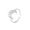 Anillo de loto en forma de media luna vintage de estilo moderno, de acero inoxidable, para mujer, ideal como regalo de boda, fiesta o cumpleaños, disponible al por mayor.