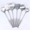 Suministro directo de fábrica espátula de acero inoxidable 304 espátula para cocinar utensilios de cocina para el hogar y hoteles juego de seis piezas colador