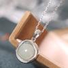 Colgante de jade hetiano natural en plata de ley S925, personalizado, estilo planeta, turquesa, redondo, cadena de clavícula para mujer